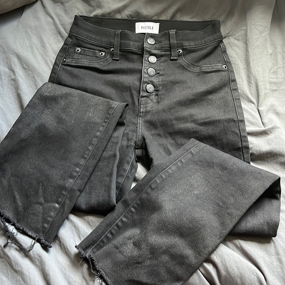 Black high rise pistola jeans